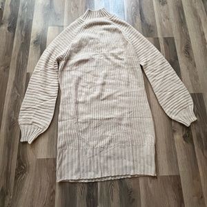 Beige mock neck sweater dress